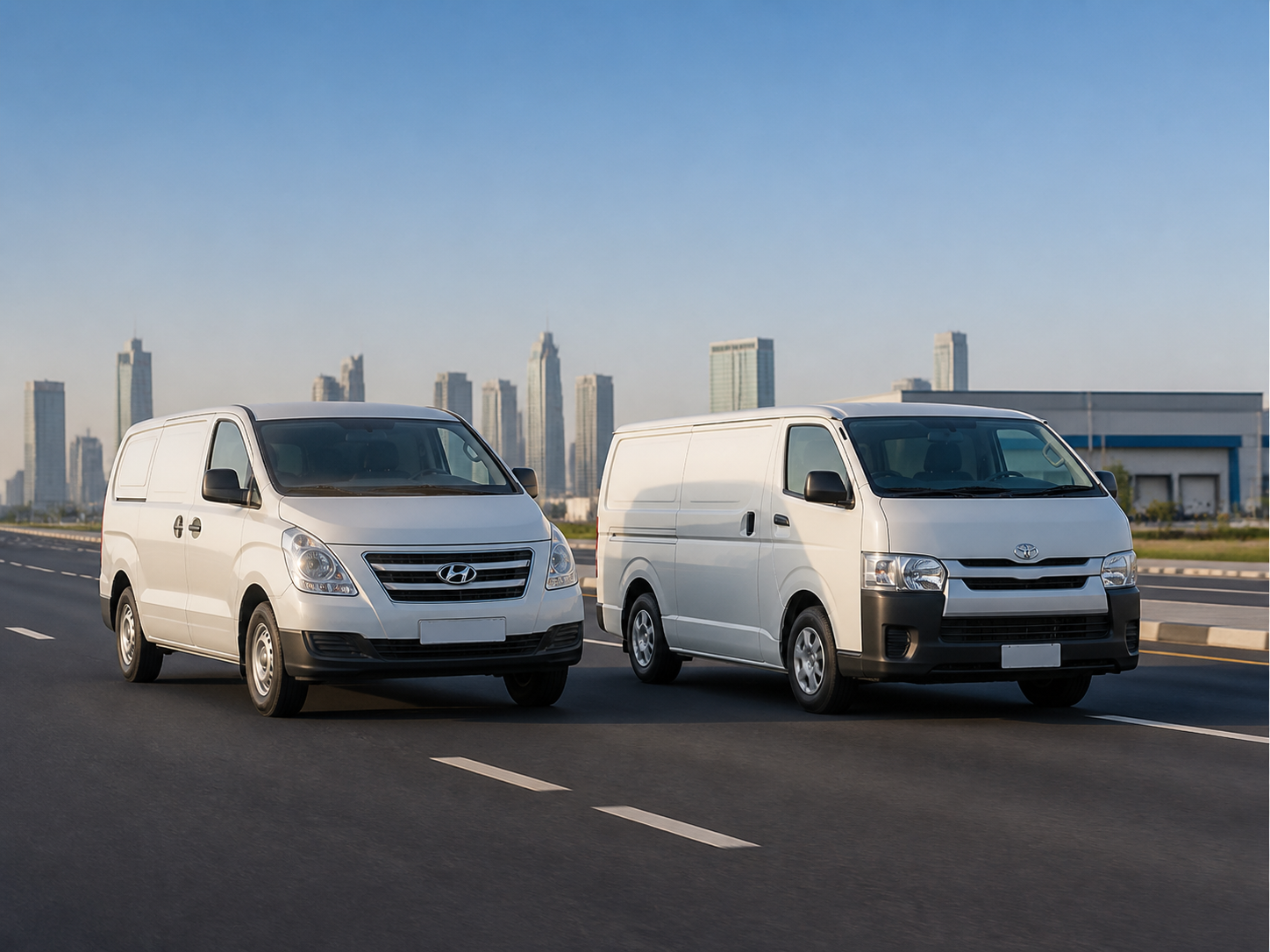 Hyundai H-1 and Toyota HiAce road delivery vans